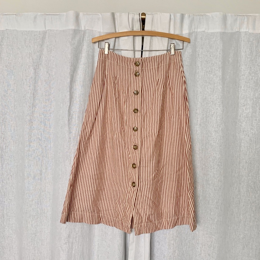 Madewell Patio Button-Front Midi Skirt